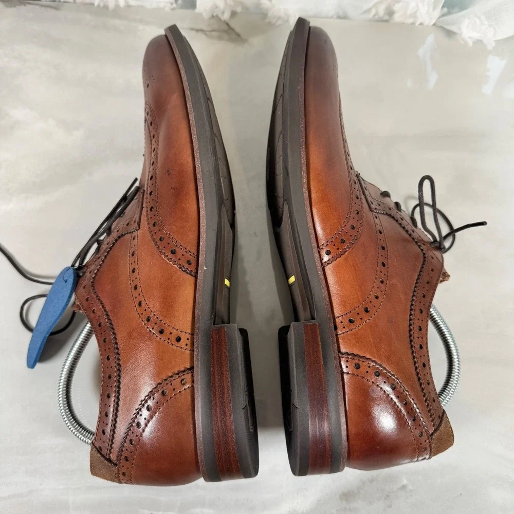Florsheim Comfortech Wingtip Brogues Brown Leather Dress Shoes Worn Once 12M